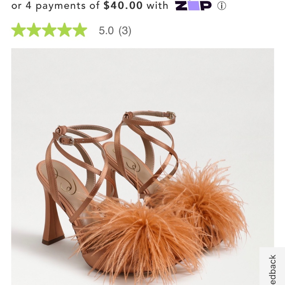 Sam Edelman light pink FEATHER STRAPPY HEEL (used once)